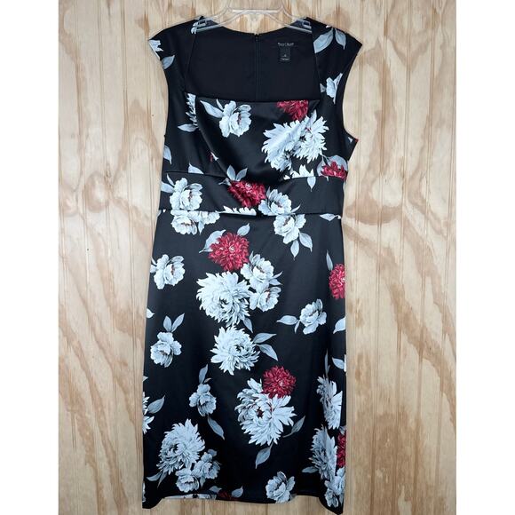 White House Black Market Black Multicolor Floral Dress Size 12 Occasion - Picture 3 of 8